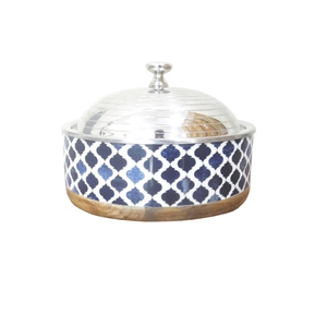 Hotpot arrondi à double paroi isolé de conception d'incrustation d'os avec le couvercle martelé polonais brillant utilisé pour la restauration - Product Image 2