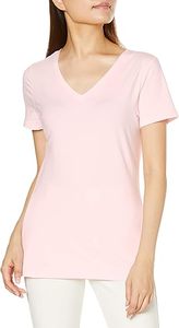 Nouveaux T-shirts à col en V pour femmes Hauts en gros de couleur unie à manches courtes - Product Image 5