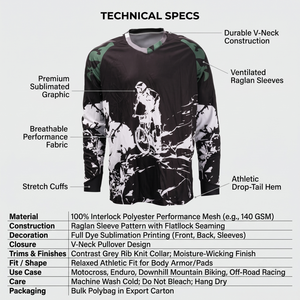 Maillot de motocross à manches longues sublimé personnalisé - T-shirt respirant pour la descente en VTT, BMX, course pour hommes - Product Image 5