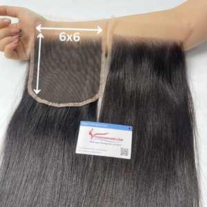 Extension de cheveux Remy de haute qualité fermeture droite naturelle couleur noire cheveux bruts vietnamiens Double - Product Image 3