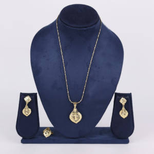 Gold Plated <b>Brass</b> Traditional Orthodox Engagement Pendant Set for Women Adjustable Premium Quality - Product Image 1