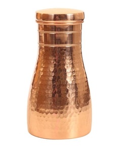 High Quality Pure Copper <b>Water</b> <b>Bottle</b> Minimalist Style Hammered Finish with Yoga Ayurveda Health Benefits - Product Image 5