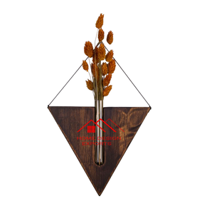 Venta caliente de lujo hogar Hotel decoración florero de metal a precio al por mayor Tringle diseño colgante de pared florero de madera - Product Image 1