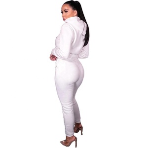 Women <b>Polyester</b> <b>Tracksuit</b> High Quality Comfortable Women Sports Jogging <b>Tracksuit</b> For Women With Crop Top Zipper Hoodie - Product Image 5