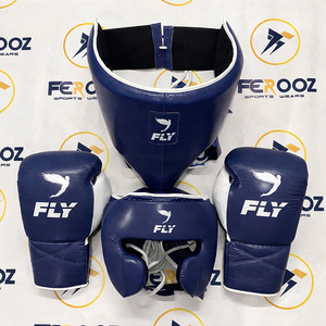 Conjunto de Boxeo y Sparring Fly Brown White Super Lace MMA, Cuero Vacuno Genuino, Protector de Cabeza y Protector Inguinal Personalizables - Product Image 5