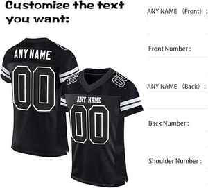 Service OEM Maillot de football américain à manches courtes, respirant, unisexe, personnalisable, de haute qualité, durable, coupe ample - Product Image 2