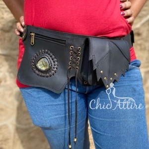 Cinturón utilitario de cuero genuino hecho a mano real, cinturones de bolsillo para la cadera, cinturones de Festival, bolso de cadera con múltiples bolsillos, lo mejor para mujeres - Product Image 1