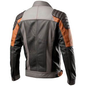 Veste en cuir de vache tendance pour homme, toile, hiver, imperméable, respirante, doublure en coton anti-UV, style moto et motard - Product Image 4