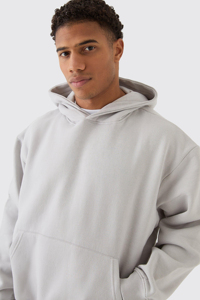 Sweat à capuche en coton de haute qualité avec logo personnalisé imprimé en relief, pull thermique uni, épaules tombantes, coupe ample, taille plus, polaire d'hiver - Product Image 2