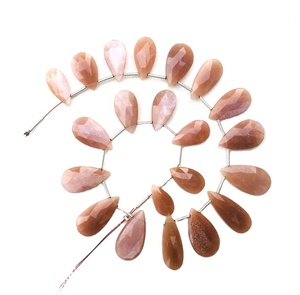 Piedra de luna de melocotón Natural, 21 piezas, forma de pera facetada, cuentas Briolette de alta calidad para fabricación de joyas hechas a mano DIY - Product Image 1