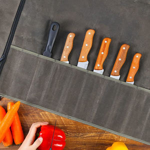 Bolsas de soporte para cuchillos de cocina enrollables ecológicas de cuero genuino de MOQ bajo con opciones personalizables para uso culinario profesional - Product Image 4