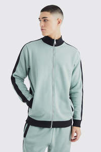 Men Panel Zip Up Collar Sweatshirt Tracksuit Jogging Men Tracksuit Set Full Zip Sweatsuit <b>Digital</b> Print Adults Knitted - Product Image 5