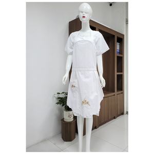 Delantal de diseño de flores bordadas, personalizado, de algodón de alta calidad, para cocina, Bar, casa, restaurante, regalos, venta al por mayor - Product Image 6