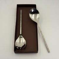 Serveur à salade de table à manger en acier inoxydable poli brillant, manche long, écologique, lavable au lave-vaisselle, fait à la main, faible MOQ