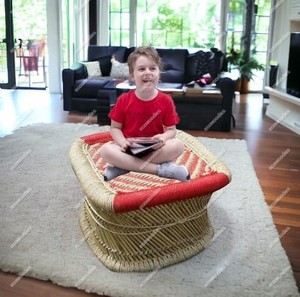 Luxe élégant Rectangle fait à la main bambou canne écologique petit pied tabouret en osier pour salon jardin os incrustation Console - Product Image 3