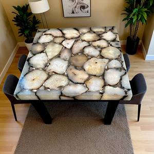 Tableros de Mesa de Centro de Ágata, Centro de Mesa de Piedra Preciosa Natural, Muebles Hechos a Mano, Decoración Personalizada para Sala de Estar - Product Image 1