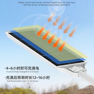 Lampe solaire de rue LED 300W 500W avec capteur de mouvement, étanche, tout-en-un, avec poteau - Product Image 2