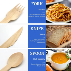 Logo personnalisé imprimé écologique luxe biodégradable 165mm couteau en bois de bouleau ensemble de couverts pour cuisine fête camping-jetable - Product Image 5