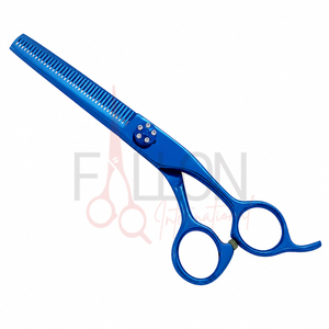 Ciseaux professionnels bleus pour la dégaine des cheveux, en acier inoxydable, pour la texture, ciseaux de barbier et de salon, logo personnalisé, ciseaux de coiffure - Product Image 2
