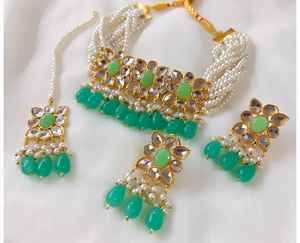 Handmade Choker Necklace Set White Pearls Stones for Weddings Engagements Anniversaries Parties Great Gift Idea - Product Image 3