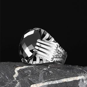 Azuris Turkish-Made 925 Sterling Silver Men's <b>Ring</b> Original Ottoman Style with Natural Stone VALKH1992 - Product Image 3
