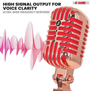 Micrófono Vintage de 5 Núcleos, Micrófono Dinámico Clásico Profesional XLR de Estudio, Estilo Retro, Cobre - Product Image 4