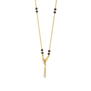 Collar Mangalsutra con Diamantes en Forma de Gota de Crepúsculo - Joyería Coleccionable Cultural - Product Image 3