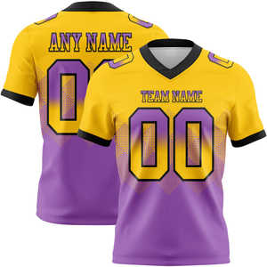 Jersey de fútbol americano de malla con bandera degradada con diseño de forma cuadrada de ajuste auténtico para uniforme de entrenamiento de partido escolar de equipo - Product Image 1