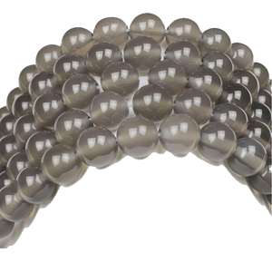 Stone Beads Grey agate Beads Strand Stone Jewelry Loose Smooth Gemstone Healing <b>Necklace</b> Natural Crystal Wholesaler - Product Image 5