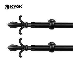 ปลายม่าน KYOK Classic Fleur De Lis สีดำขาว ทำจากพลาสติก สไตล์ดั้งเดิม สำหรับตกแต่งปลายราวม่าน - Product Image 3