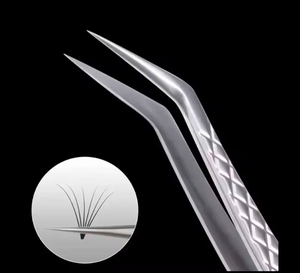 Juego de aplicadores de pestañas de acero inoxidable ANAAIF, pinzas para extensión de pestañas para depilación de cejas, punta de fibra, pestañas de cejas - Product Image 2