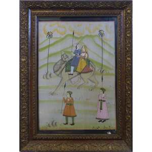 Una obra única de alta calidad de arte tradicional indio pintado sobre seda 16 X 21 Abcp-15 - Product Image 1