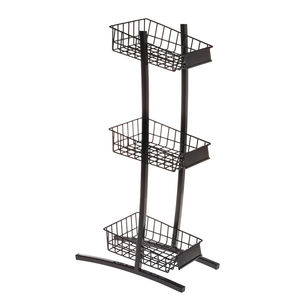 American Style Black Powder Coating Iron <b>Wire</b> <b>Basket</b> With 3 Tier Custom Size for Kitchen Tabletop Storage <b>Basket</b> - Product Image 1