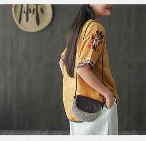 Tunique décontractée élégante à manches courtes pour femmes de la meilleure qualité pour un usage quotidien robes de maison brodées aspect naturel robe de travail sage - Product Image 1