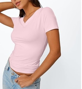 T-shirts pour hommes en coton 100% à col en V, tissu Oxford respirant, prix d'usine en gros, logo personnalisé, design uni, plusieurs couleurs, décontracté - Product Image 2