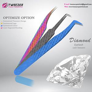 Puntas herméticamente cerradas, fácil fabricación de ventiladores, pinzas de diseño de puntos de Color arcoíris, punta de fibra, pinzas japonesas para pestañas de acero inoxidable - Product Image 5