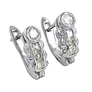 Pendientes de Aro de Plata con Circonita Cúbica para Mujer, Joyería de Cristal, Idea de Regalo - Product Image 1