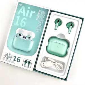 Air16 Fones de ouvido esportivos sem fio multifuncionais com estojo de carregamento TWS Fones de ouvido e fones de ouvido com cancelamento de ruído com desenho colorido