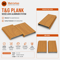 Panneau de plafond en aluminium rainuré et rainuré à l'envers, à grain de bois, pour l'extérieur