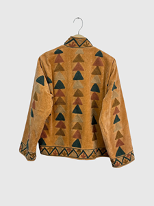 Chaqueta con Cuello Mao y Patrón Geométrico Bordado a Mano, Manga Larga, Estilo Blusón de Terciopelo para Adultos, Ropa de Otoño - Product Image 2