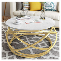 Mobilier moderne haut de gamme et luxueux pour le salon métal doré marbre blanc forme ronde centre latéral tables basses pour la maison hôtels