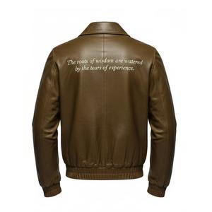 Chaqueta Bomber de Cuero PU para Hombre, Transpirable, con Cierre Frontal, Estilo Motociclista, Corte Ajustado, para Venta al Por Mayor - Product Image 5