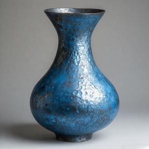 Vase bleu émaillé MidnightBay dans un vase de sol de style céramique vieilli Design en relief floral Décoration d'intérieur Déclaration d'accent - Product Image 3