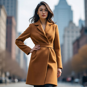 Gabardina larga de lana para mujer, Otoño Invierno, ropa para exteriores, abrigos y chaquetas de lana, Chaqueta larga con cuello vuelto para mujer - Product Image 1