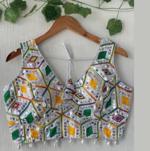 Blouse en Georgette indienne de créateur, spéciale Navratri, best-seller, ethnique, exclusive, prête à porter, travail au fil pour femmes et filles - Product Image 2