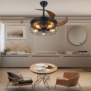 Tùy chỉnh hiện đại làm cho phong cách phòng khách Fancy Vintage sắt LED quạt trần ánh sáng với điều khiển từ xa - Product Image 1