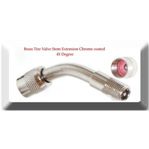 1 Kit Brass 135 Degree <b>Tire</b> <b>Valve</b> Stem <b>Extension</b> Chrome coated - Product Image 1