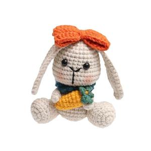 Muñeca colgante de conejo de algodón de dibujos animados, tejida a mano con ganchillo, estilo retro, con diseño de cuadros, acabado de punto, China - Product Image 5