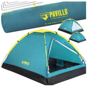 Tente de camping touristique extérieure 2 personnes avec sac de transport 205x145cm, tissu en maille, poteaux en fibre de verre, structure une chambre - Product Image 1