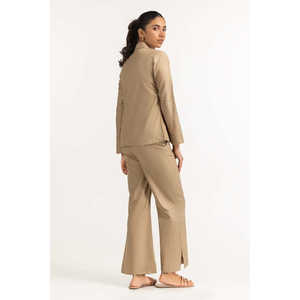 เสื้อเบลาส์สีกากี รุ่น WM-BLS23-006 สำหรับสุภาพสตรี ไซส์ XL เสื้อคลุมแบบเป็นทางการ คอระบาย แต่งเลื่อม ปักลายลูกไม้ ถักนิตติ้ง ทรงหลวม สีพื้น - Product Image 6